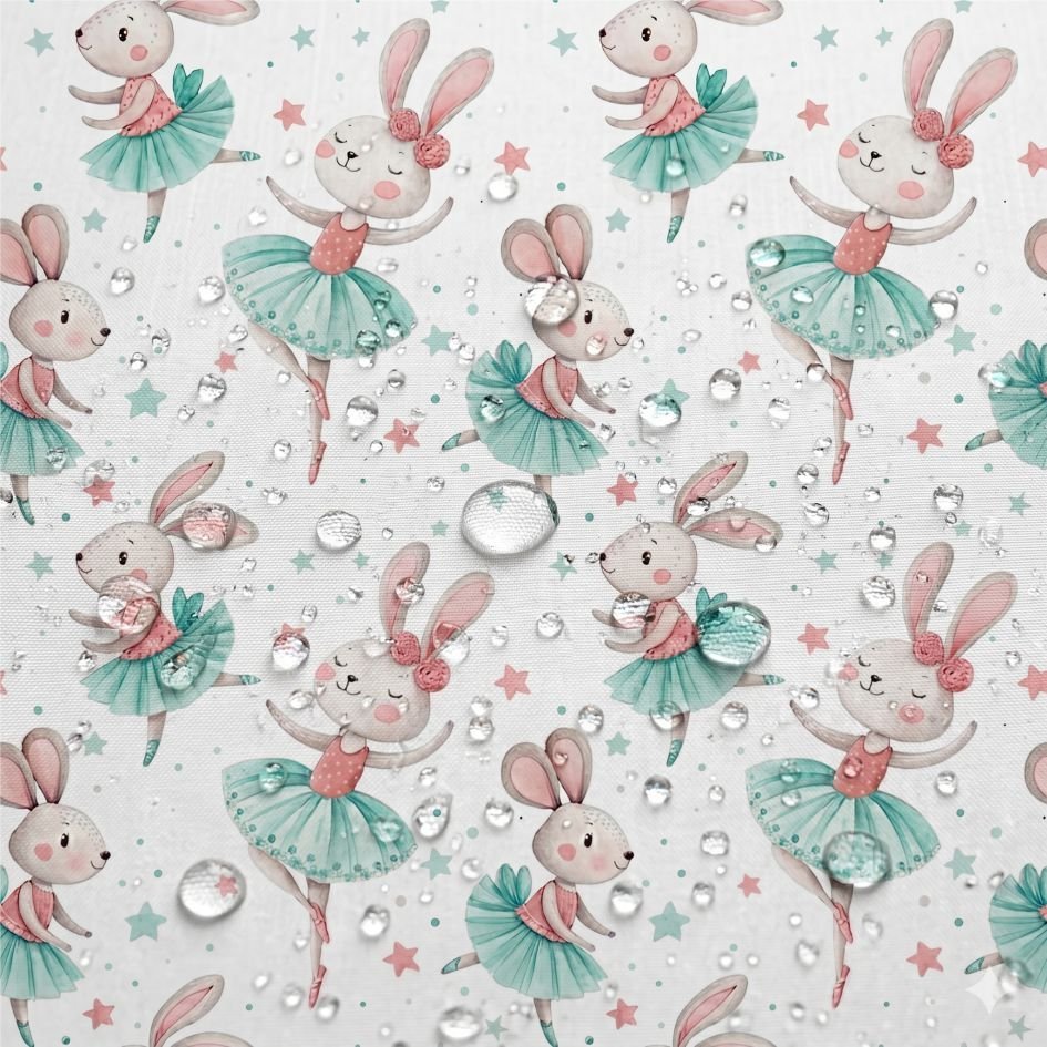 Tecido Nylon Impermeável Coelhinha Bailarina – Branco