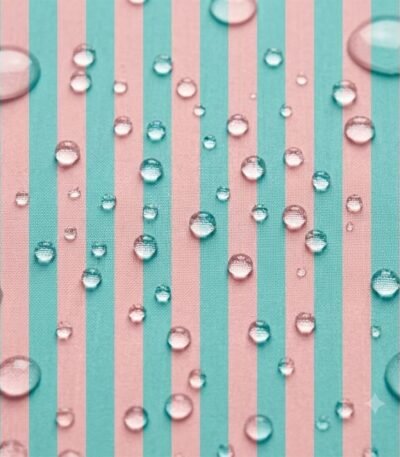Tecido Nylon Impermeável Riscas 2cm Turquesa e Rosa Claro