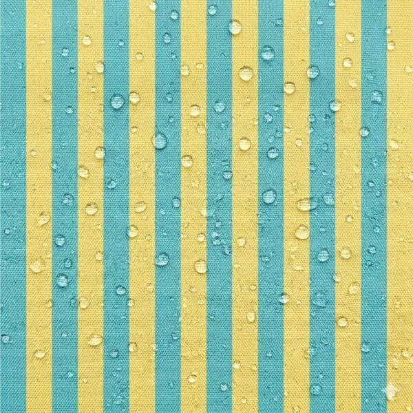 Tecido Nylon Impermeável Riscas 2cm Turquesa e Amarelo Claro
