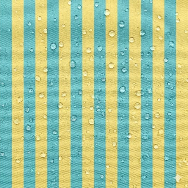 Tecido Nylon Impermeável Riscas 2cm Turquesa e Amarelo Claro