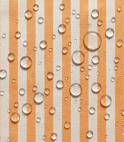 Tecido Nylon Impermeável Riscas 2cm Laranja Claro e Cru