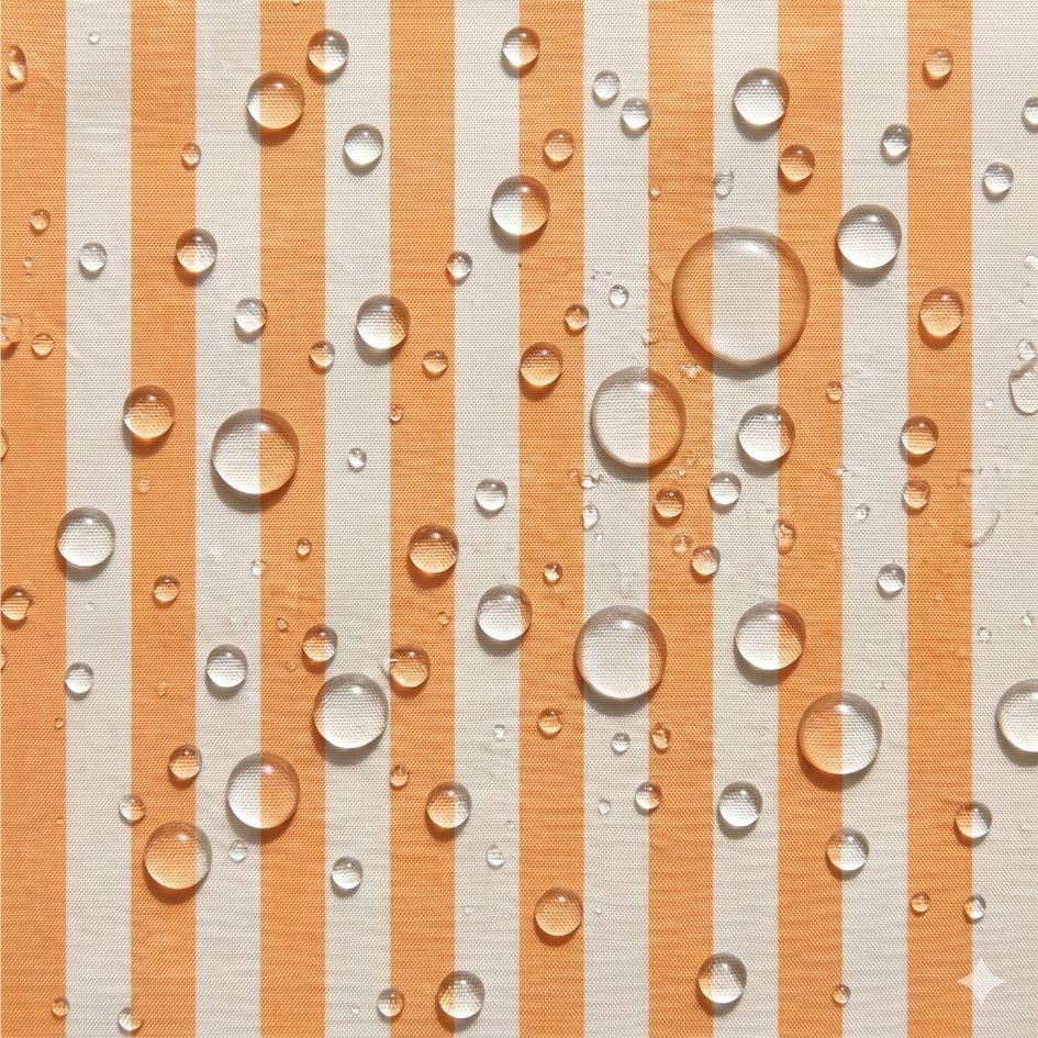 Nylon-Riscas-Laranja-e-Bege-Claro-s.jpg Tecido Nylon Impermeável Riscas 2cm Laranja Claro e Cru