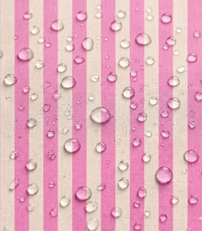 Tecido Nylon Impermeável Riscas 2cm Rosa Forte e Cru