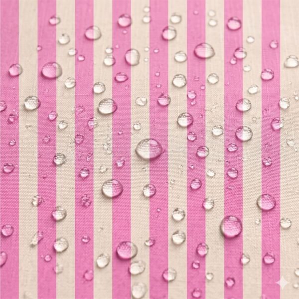 Tecido Nylon Impermeável Riscas 2cm Rosa Forte e Cru