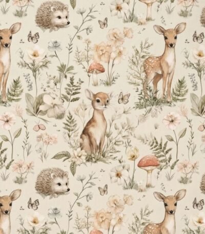 Popelin Bosque Animais – Bege