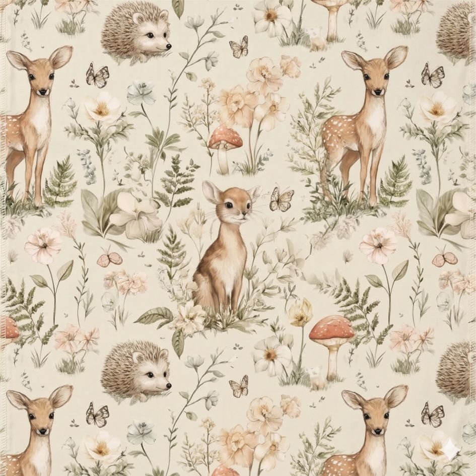 Popelin Bosque Animais – Bege