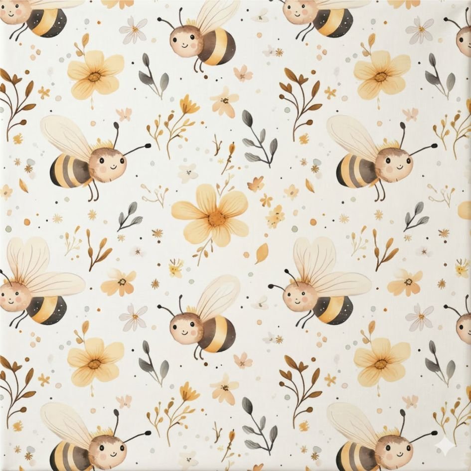 Popelin Abelha e Flores – Branco
