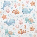 Popeline Animais Marinhos – Branco