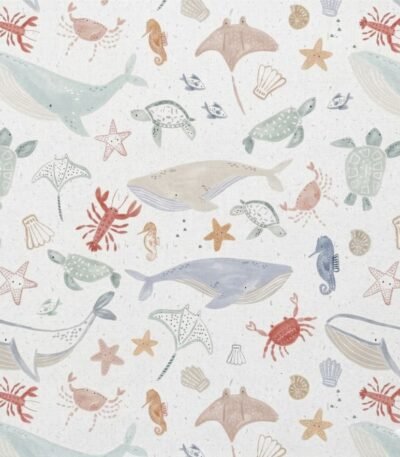Popeline Animais Marinhos – Branco