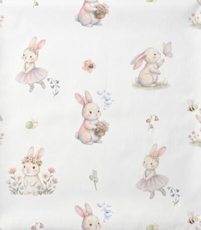 Popeline Coelhinha Flores – Branco