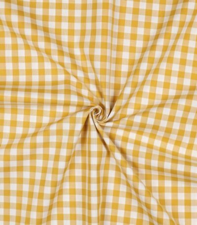 Popeline Fio Tinto Xadrez – Amarelo Ouro e Branco 9 mm