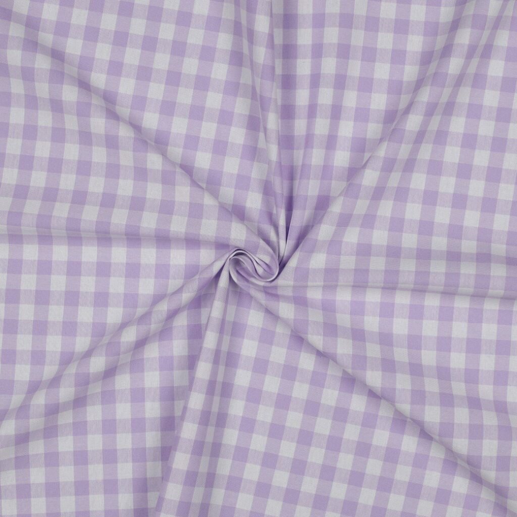 Popeline Fio Tinto Xadrez – Lilás e Branco 9 mm