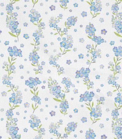 Popeline Flores – Branco e Azul