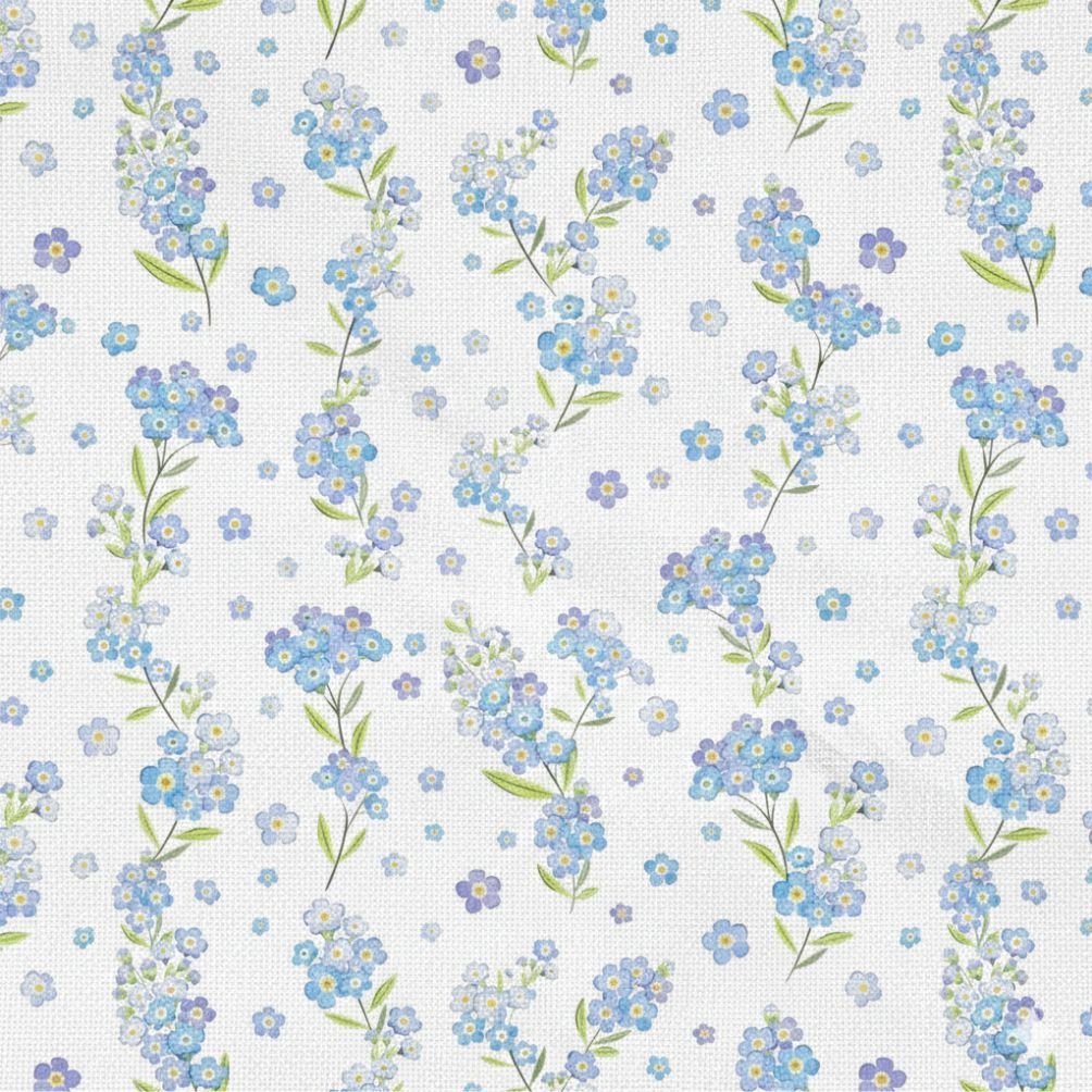 Popeline Flores – Branco e Azul