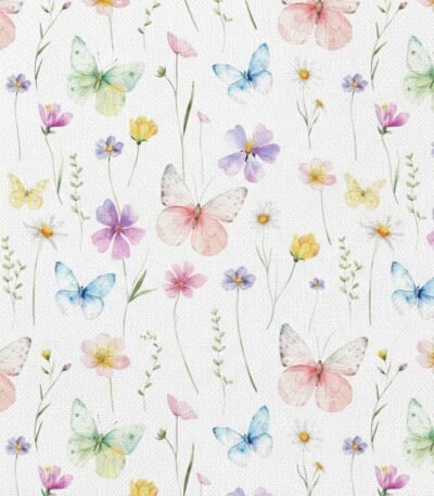 Popeline Flores e Borboletas – Branco