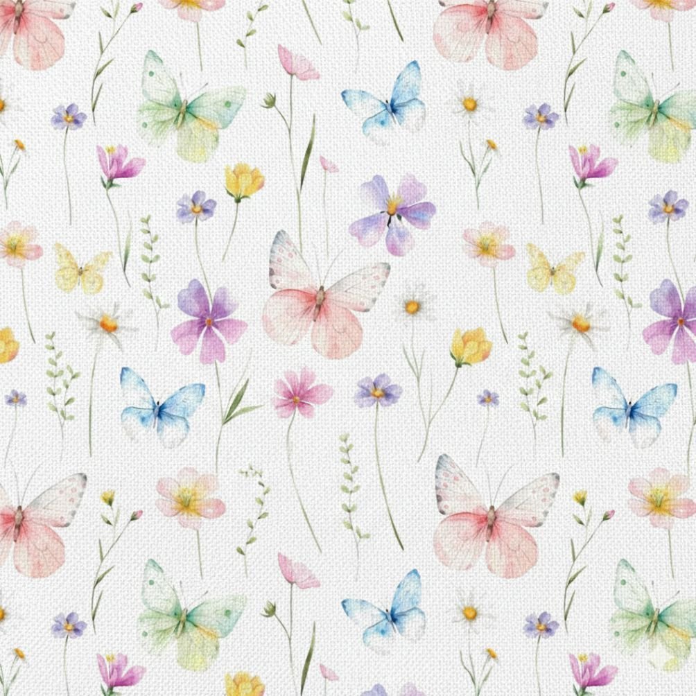 Popeline Flores e Borboletas – Branco