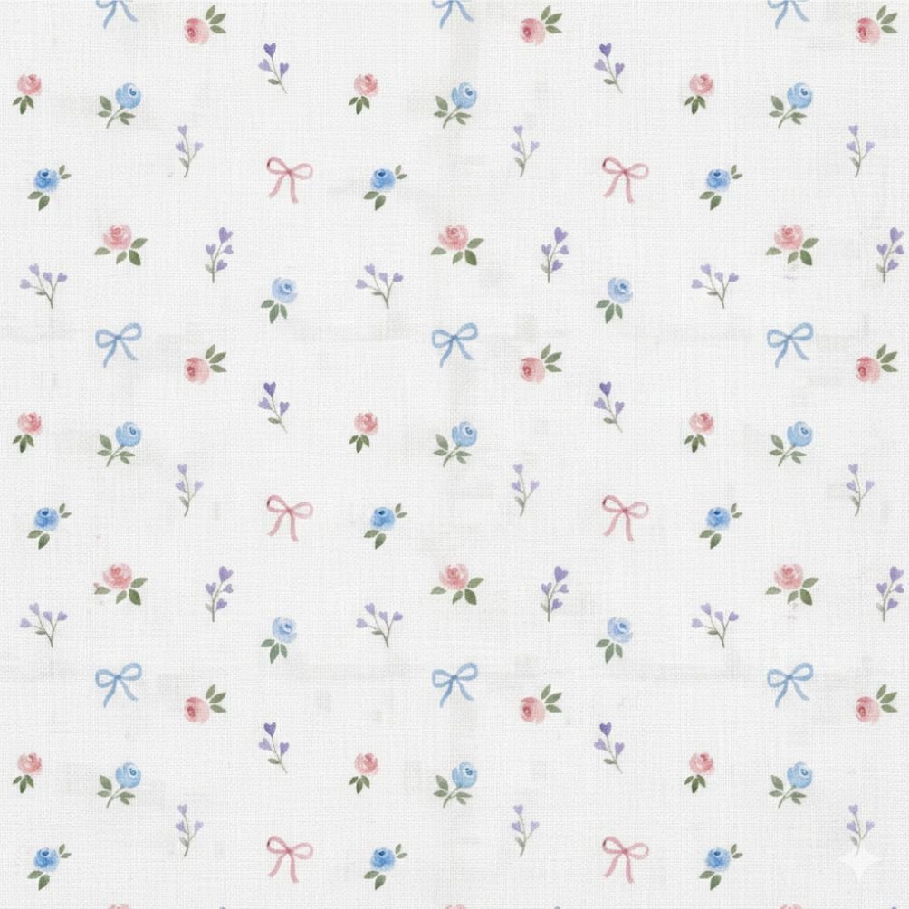 Popeline Flores e Laçinhos – Branco