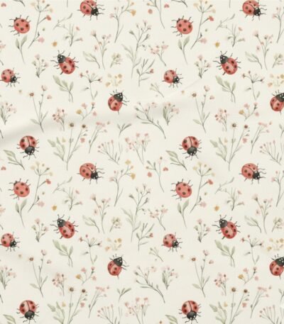 Popeline Flores Joaninhas – Cru