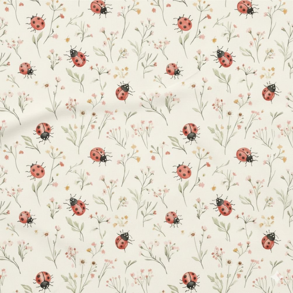 Popeline Flores Joaninhas – Cru