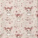 Popeline Ratinha e Flores – Rosa