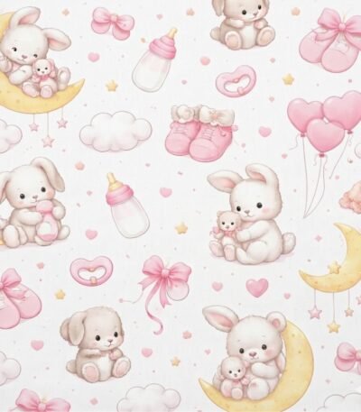 Popelines Coelhinhos na Lua – Branco