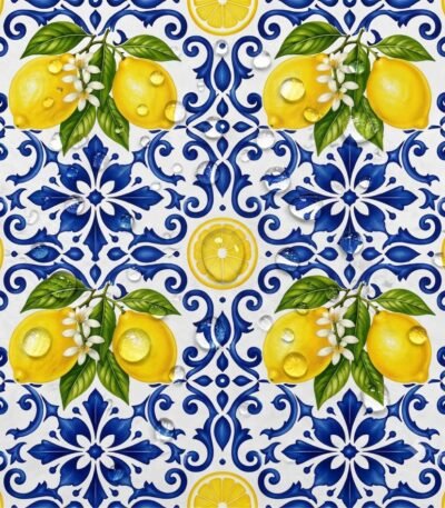Tecido Nylon Impermeável Azulejo Limões