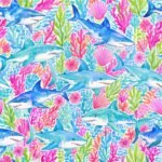 Tecido Nylon Impermeável Tubarões Azul - imagem 2