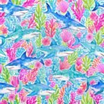 Tecido Nylon Impermeável Tubarões Azul