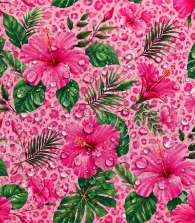 Tecido Nylon Impremeável Tropical Rosa