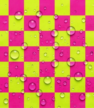 Tecido Nylon Impermeável Vichy 1,50 cm Amarelo Forte e Rosa Forte