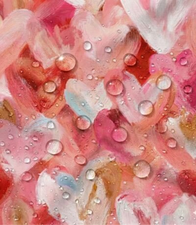 Tecido Nylon Impermeável Abstrato Corações Rosa