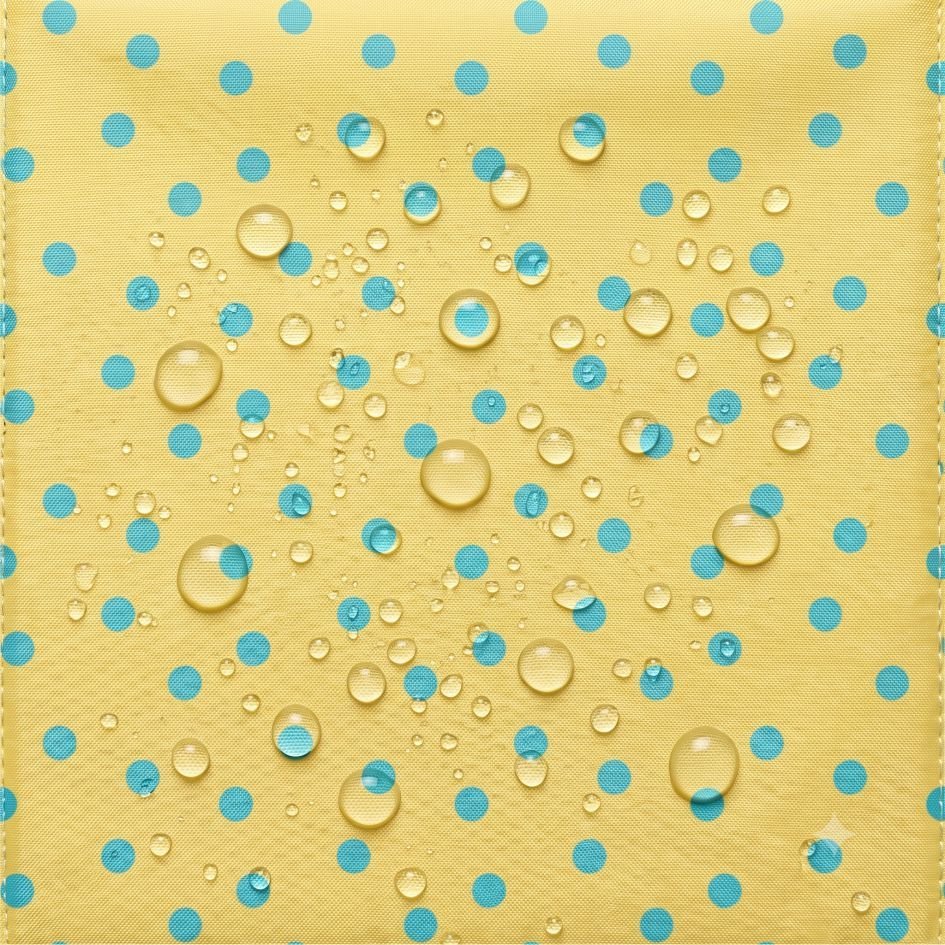 Tecido Nylon Impermeável Bolas 1cm Amarelo e Turquesa