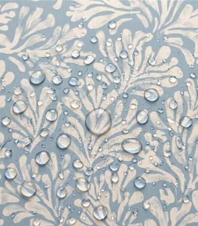 Tecido Nylon Impermeável Flor Azul e Branco