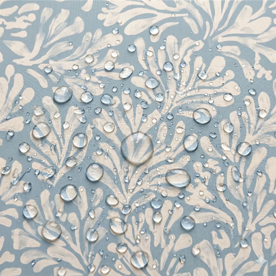 Tecido Nylon Impermeável Flor Azul e Branco