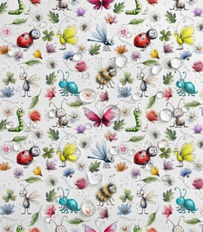 Tecido Nylon Impermeável Insectos – Branco