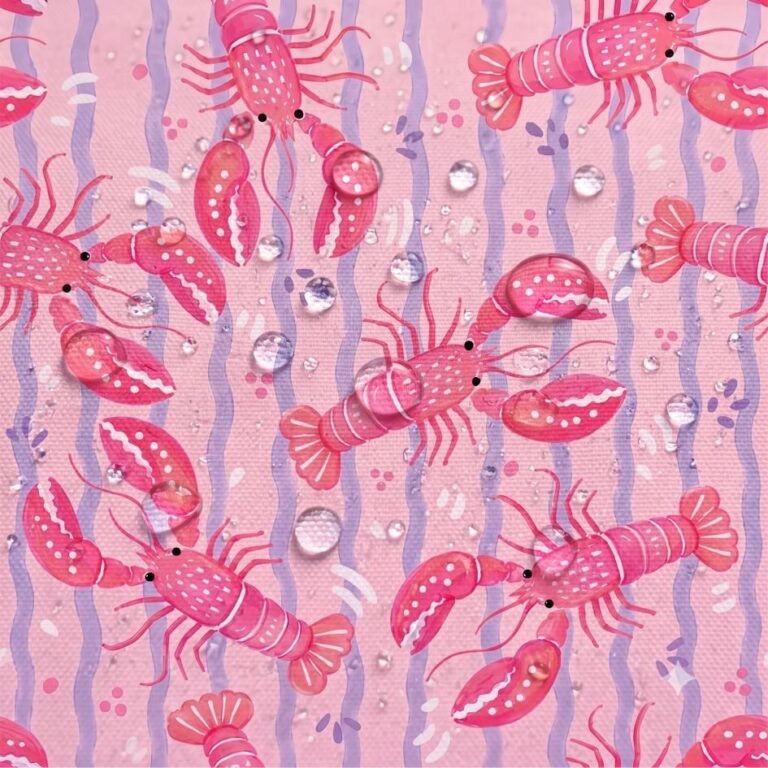 Tecido Nylon Impermeável Lagostins Rosa Lilás