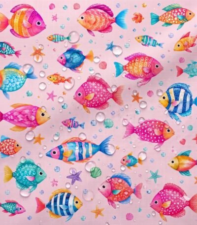 Tecido Nylon Impermeável Peixes Rosa