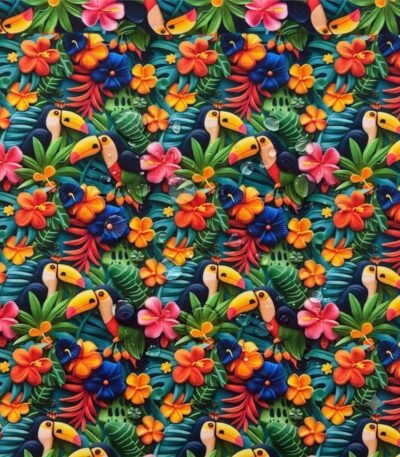 Tecido Nylon Impermeável Tropical Arara 3D