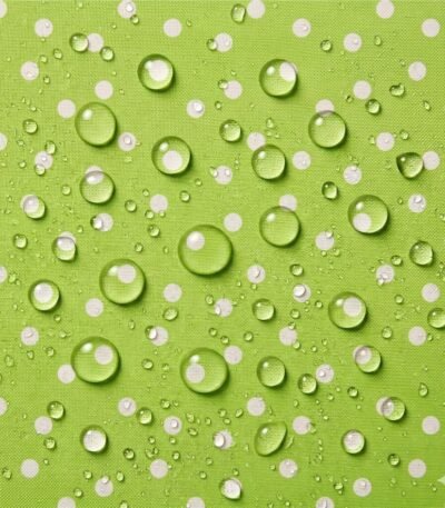 Tecido Nylon Impermeável Bolas 1cm Verde Alface e Cru