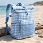 Tecido Nylon Impermeável Vichy 1,50 cm Azul Bebé e Branco - imagem 3