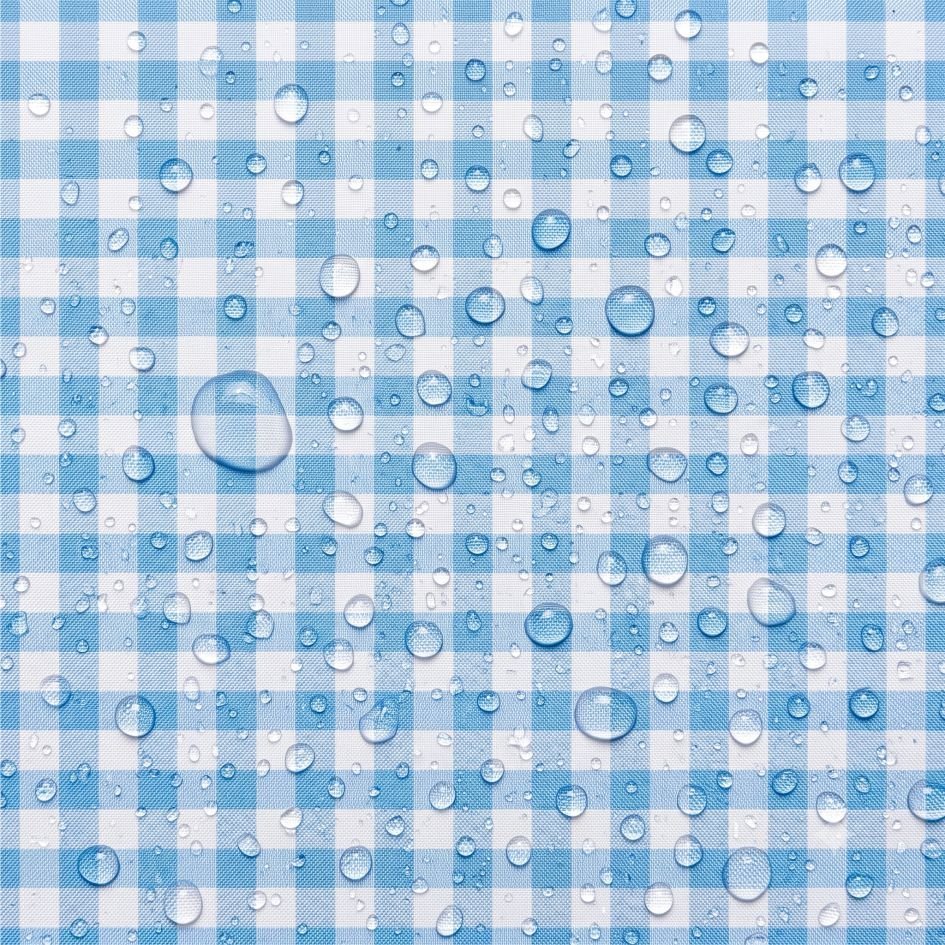 Tecido Nylon Impermeável Vichy 1,50 cm Azul Bebé e Branco