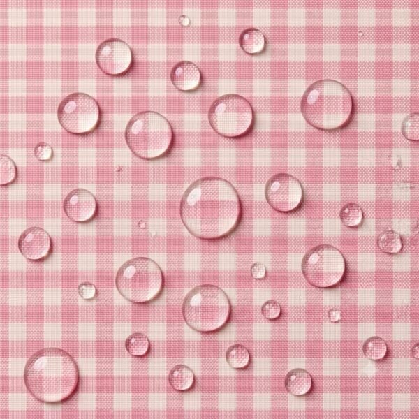 Tecido Nylon Impermeável Vichy 1,50 cm Rosa Bebé e Cru