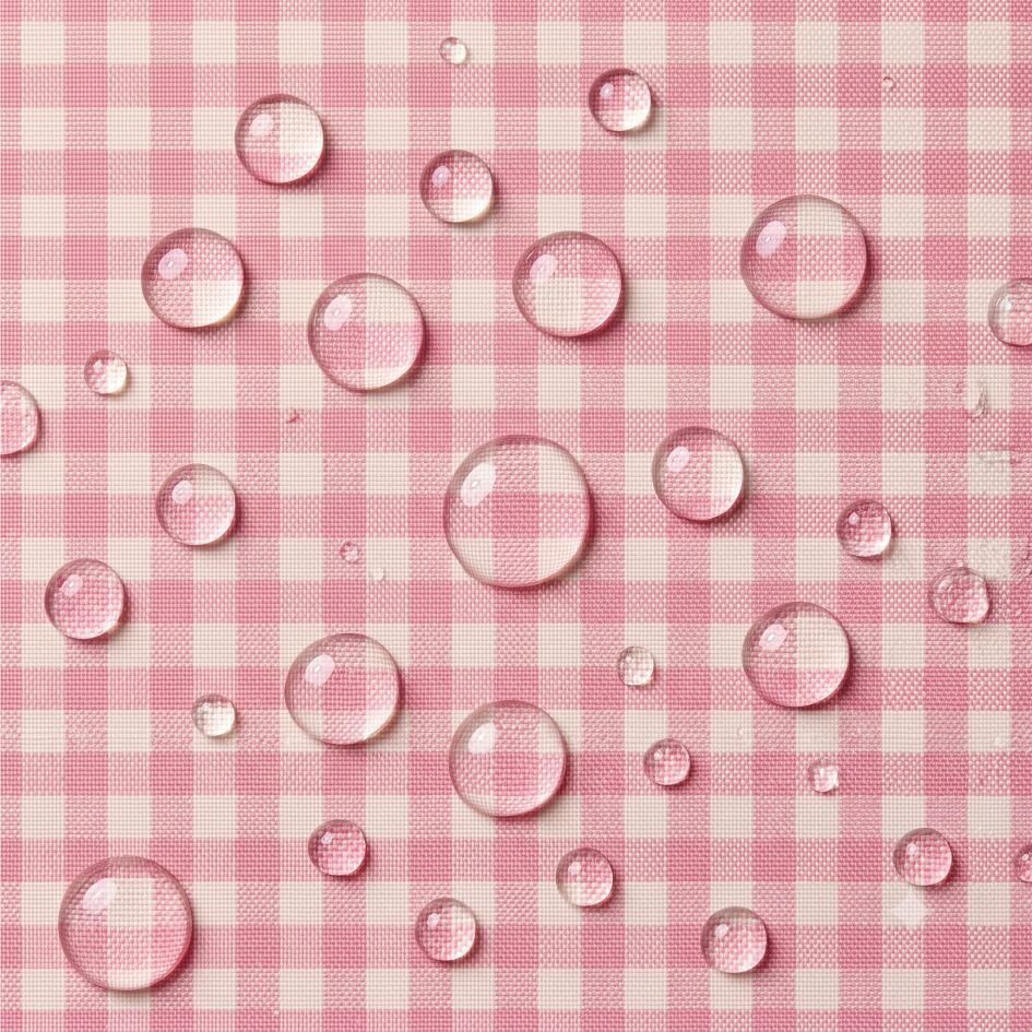 Tecido Nylon Impermeável Vichy 1,50 cm Rosa Bebé e Cru