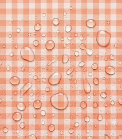 Tecido Nylon Impermeável Vichy 1,50 cm Salmão e Cru