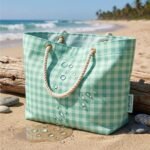 Tecido Nylon Impermeável Vichy 1,50 cm Verde Menta e Verde Claro - imagem 3
