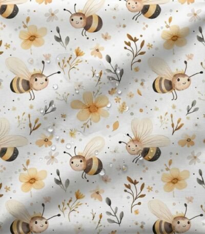 Tecido Nylon Impermiavel Abelhas – Branco