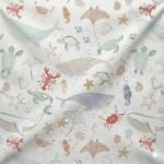 Tecido Nylon Impermeável Animais Marinhos – Branco