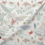 Tecido Nylon Impermeável Animais Marinhos – Branco - imagem 2