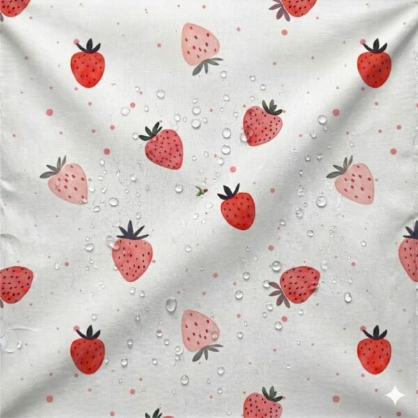 Tecido Nylon Impermeável Morangos – Branco