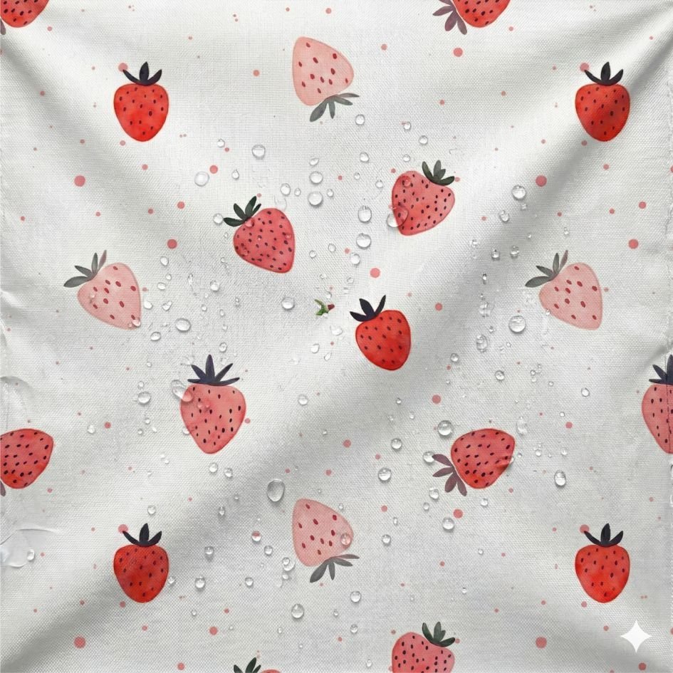 Tecido Nylon Impermeável Morangos – Branco
